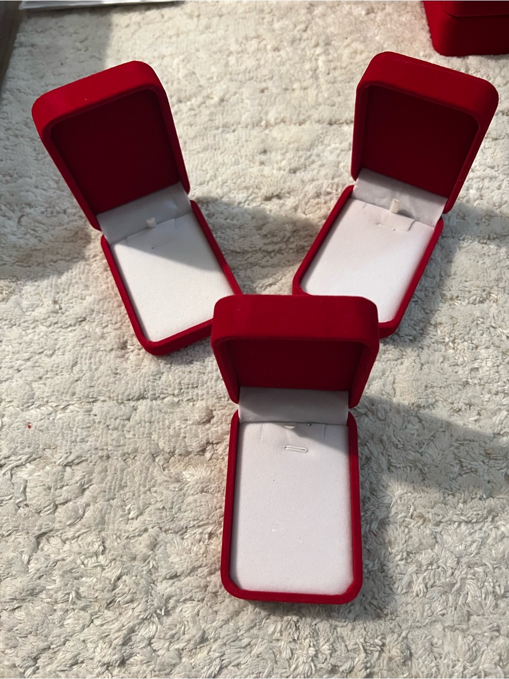 Red Velvet Jewelry Display Box - Set of 3
